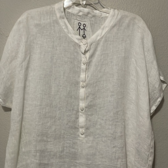 JOHNNY WAS PETE & GRETA WHITE OVERSIZED BUTTON DOWN TOP - Picture 2 of 12